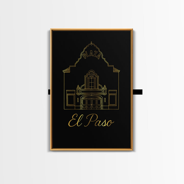 El Paso Travel Poster, Canvas Print, Black Gold Minimalist Art, El Paso Wall Art, City Travel Prints, City Art Print, Travel Poster Set