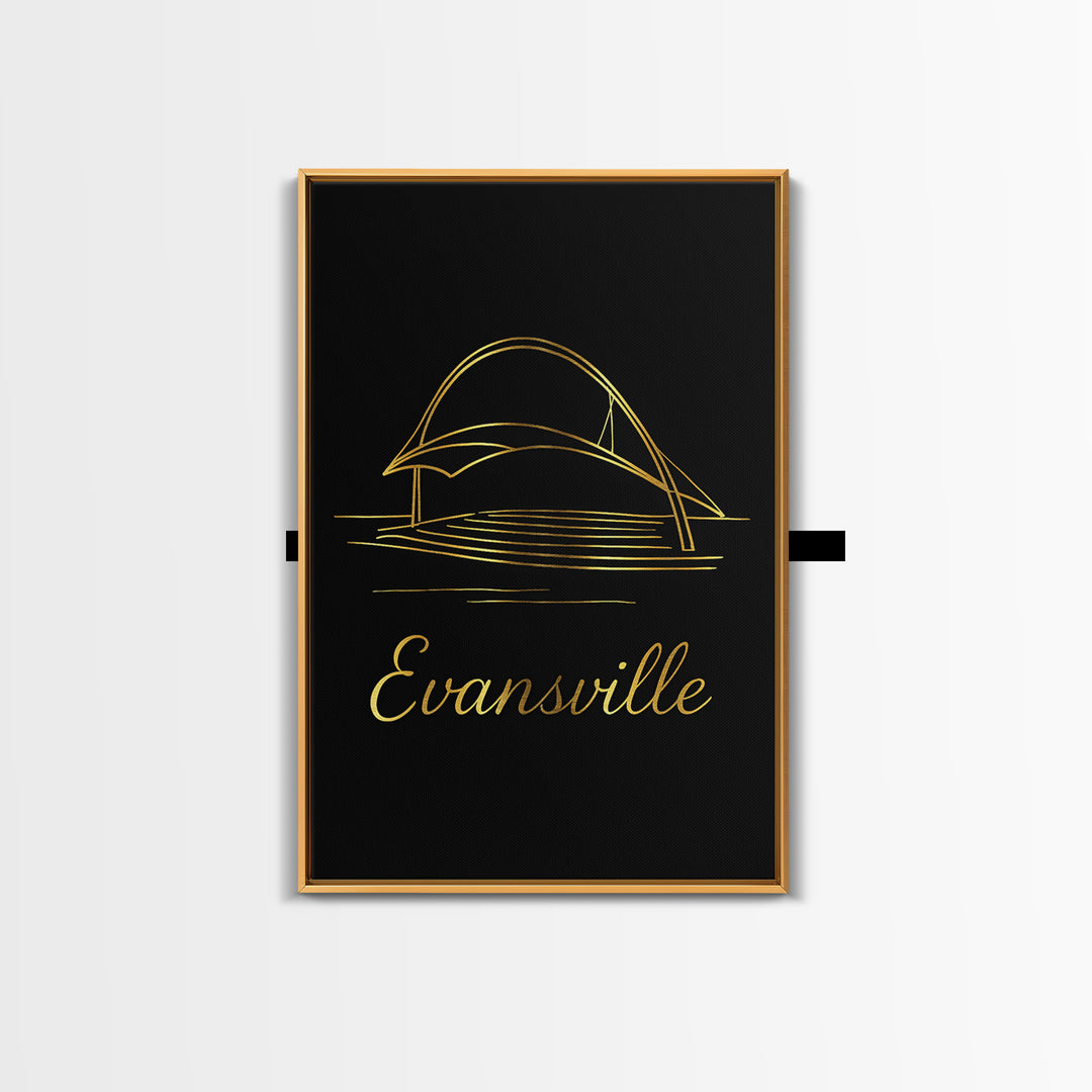 Evansville Travel Poster, Canvas Print, Dark Minimalist Wall Art, Evansville Travel Art, Mid Century Wall Art, Travel Poster Set