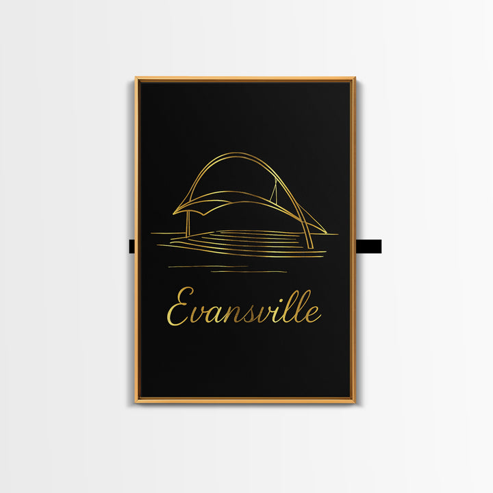 Evansville Travel Poster, Canvas Print, Dark Minimalist Wall Art, Evansville Travel Art, Mid Century Wall Art, Travel Poster Set
