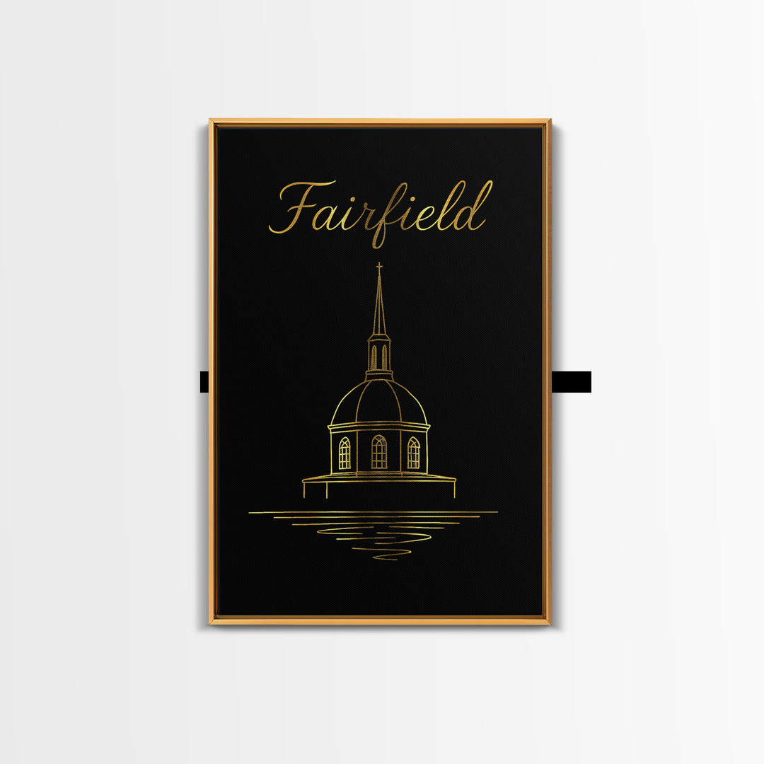 Fairfield California Travel Poster, Canvas Print, Minimalist Gold Line Art, Fairfield Art Print, Gift For Travelers, Home Office Decor