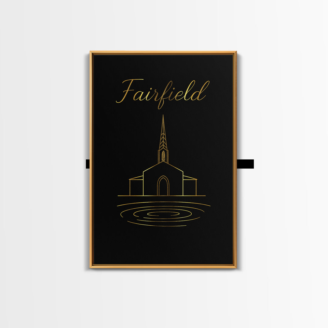 Fairfield Travel Poster, Canvas Print, Black Gold Minimalist Art, Fairfield Art Print, Fine Art Print, Vintage City Art, Travel Poster Set