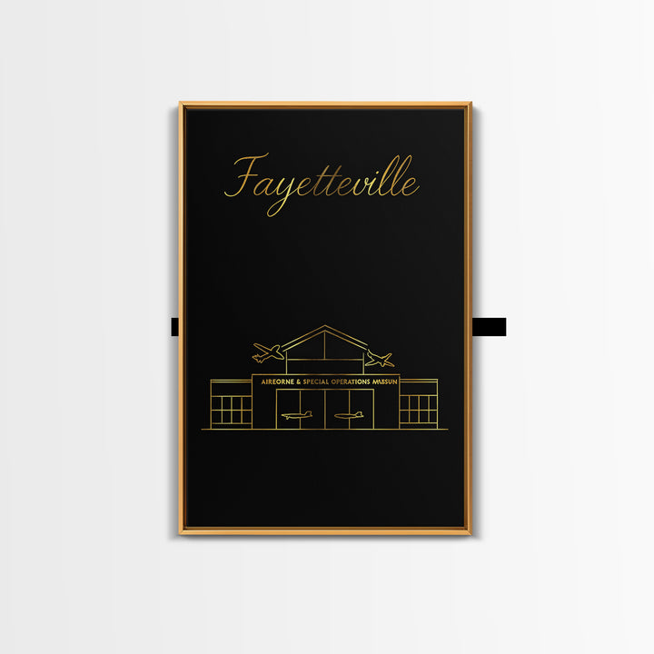 Fayetteville Travel Poster, Canvas Print, Black Gold Minimalist Art, Fayetteville Wall Art, Travel Art Print, Home Office Decor