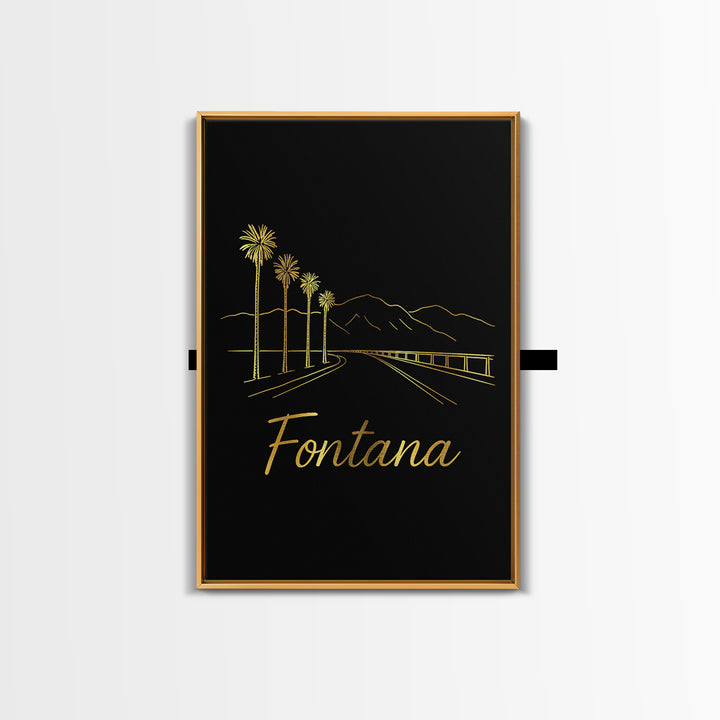 Fontana Travel Poster, Framed Canvas Print, Dark Minimalist Wall Art, Fontana Poster Print, Travel Wall Art, Fine Art Print, Retro Poster