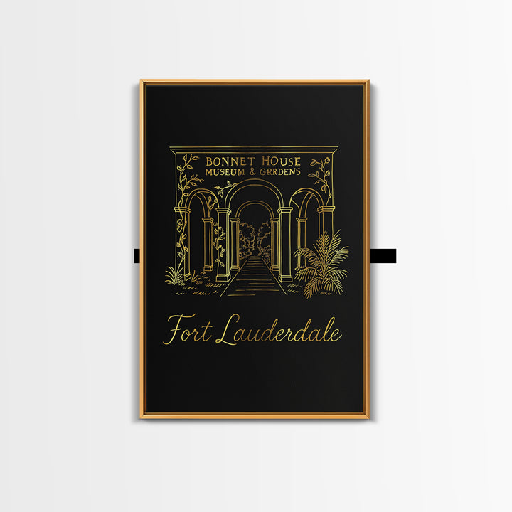 Fort Lauderdale Florida Travel Poster, Canvas Print, Black Gold Minimalist Art, Fort Lauderdale Wall Art, Travel Wall Art, Home Office Decor