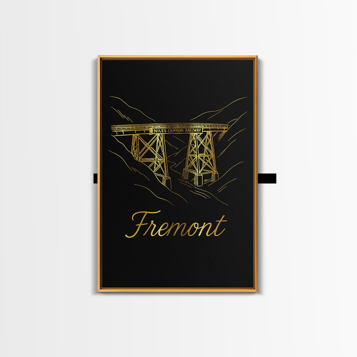 Fremont California Travel Poster, Canvas Print, Dark Minimalist Wall Art, Fremont City Art, Wanderlust Decor, Home Office Decor, Wall Art