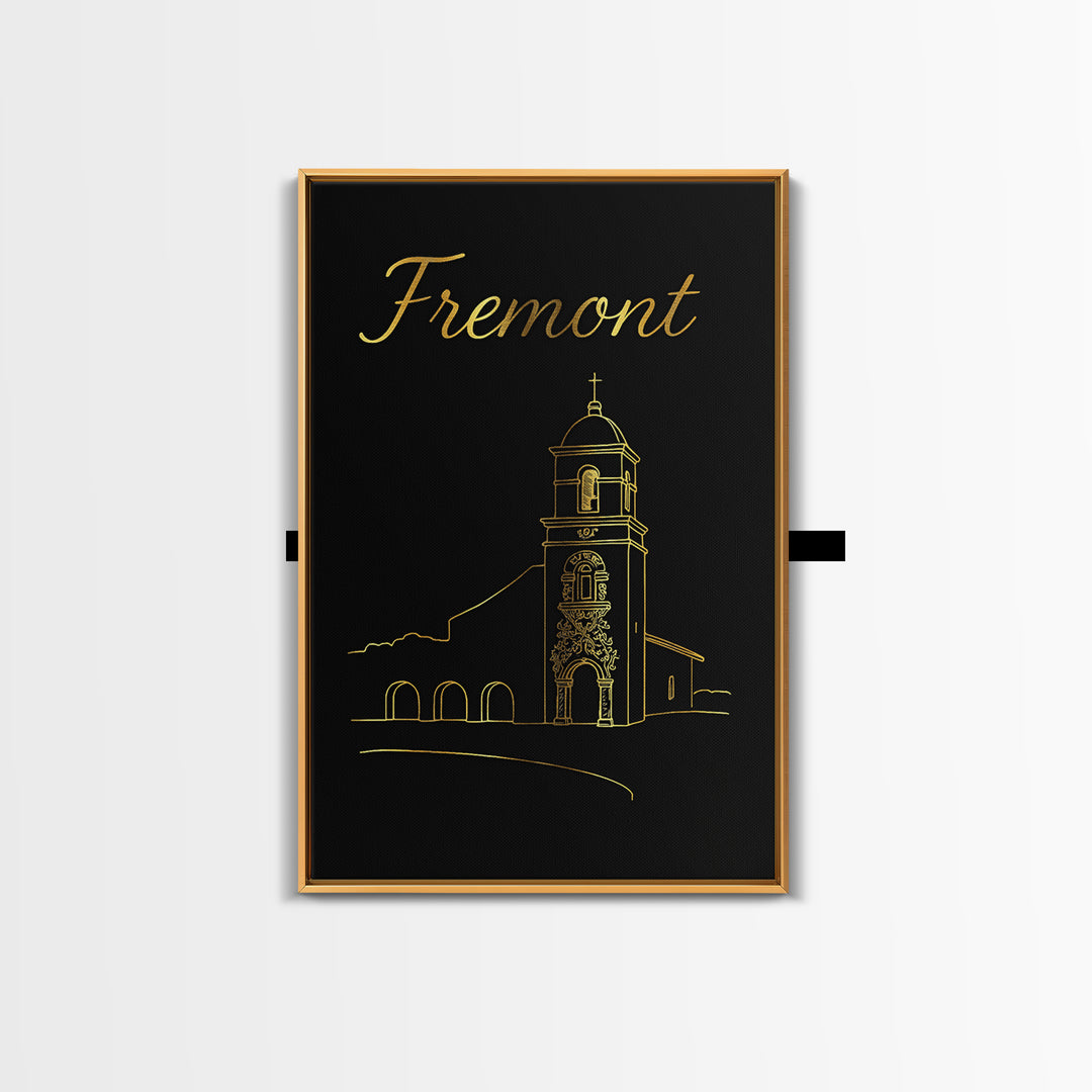 Fremont Travel Poster, Canvas Print, Gold Outline Poster Art, Fremont Art Print, Travel Wall Art, Travel Art Print, Eclectic Wall Decor