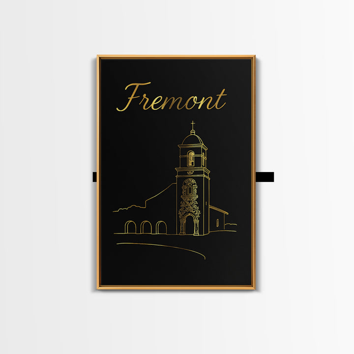 Fremont Travel Poster, Canvas Print, Gold Outline Poster Art, Fremont Art Print, Travel Wall Art, Travel Art Print, Eclectic Wall Decor