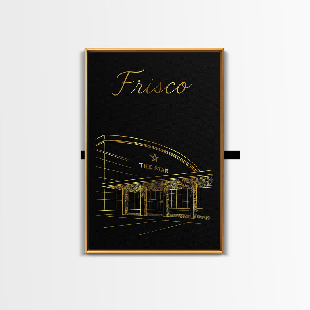 Frisco Travel Poster, Framed Canvas Print, Minimalist Gold Line Art, Frisco Travel Art, Home Office Decor, City Travel Prints, Wall Art
