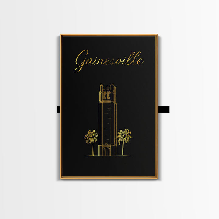 Gainesville Florida Travel Poster, Canvas Print, Dark Minimalist Wall Art, Gainesville Travel Art, Eclectic Wall Decor, Travel Poster Set