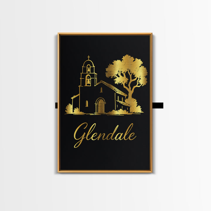 Glendale Arizona Travel Poster, Canvas Print, Black Gold Minimalist Art, Glendale City Art, Fine Art Print, Wall Decor, Wanderlust Decor