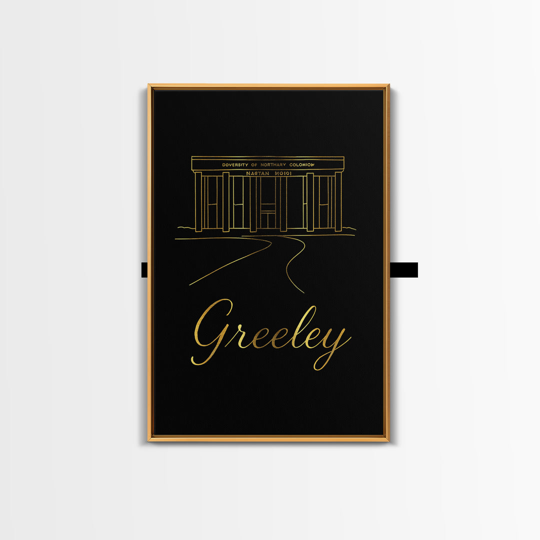 Greeley Travel Poster, Canvas Print, Gold Outline Poster Art, Greeley Art Print, City Art Print, Mid Century Wall Art, Travel Poster Set