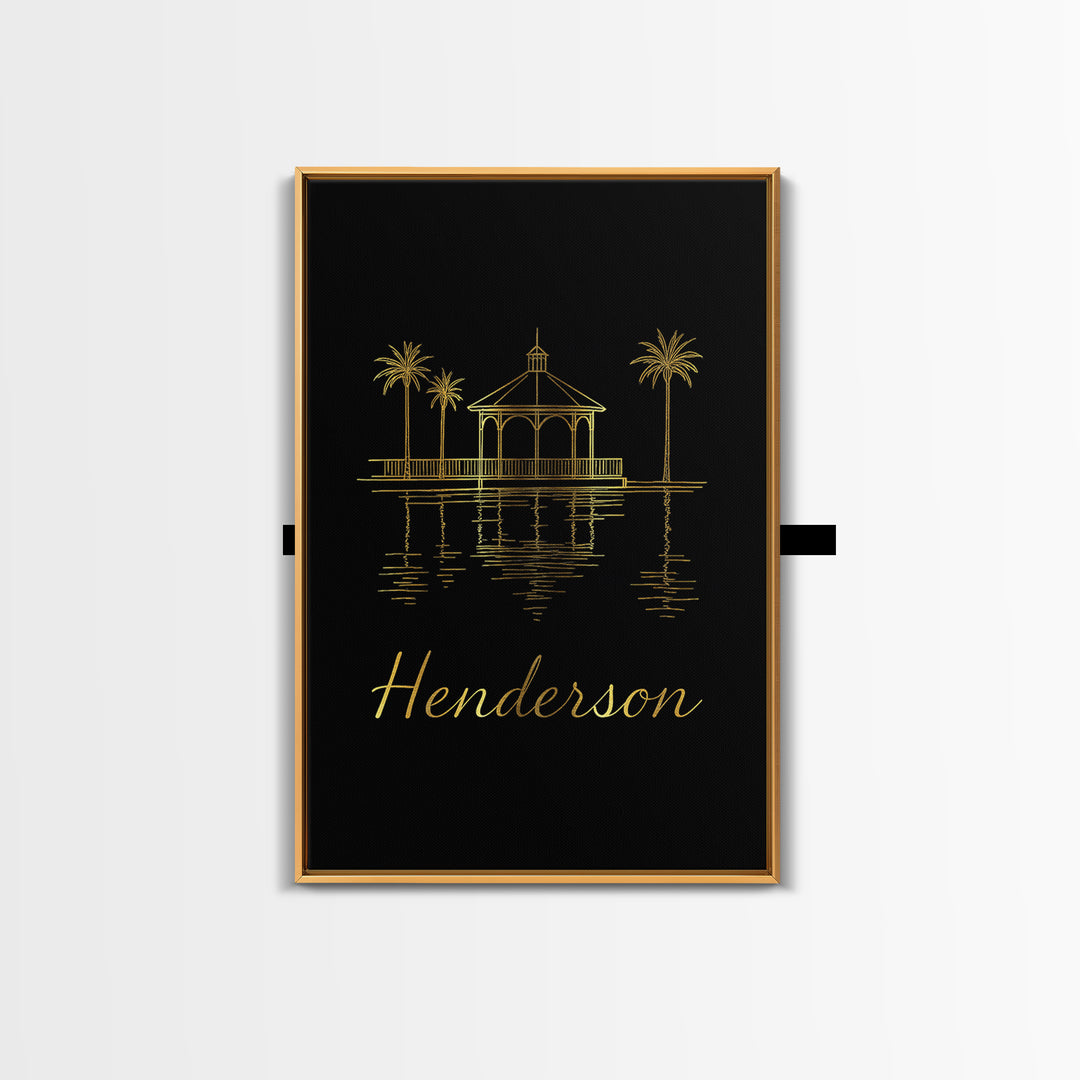 Henderson Travel Poster, Canvas Print, Gold Outline Poster Art, Henderson City Art, Travel Poster Art, Mid Century Wall Art, Travel Gift