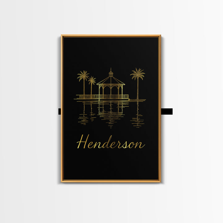 Henderson Travel Poster, Canvas Print, Gold Outline Poster Art, Henderson City Art, Travel Poster Art, Mid Century Wall Art, Travel Gift