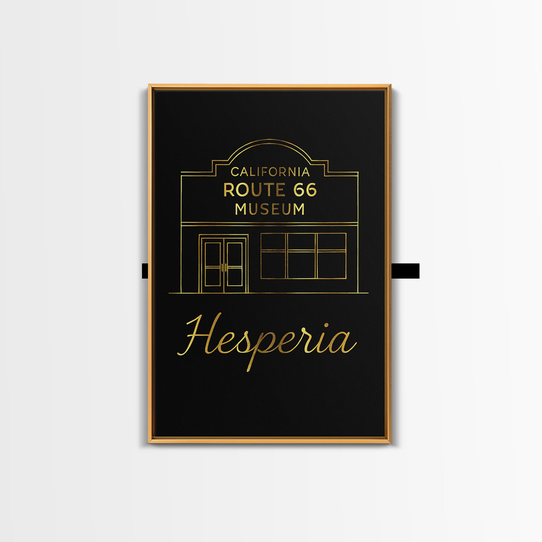 Hesperia California Travel Poster, Canvas Print, Gold Outline Poster Art, Hesperia Poster Print, Fine Art Print, Office Decor, Wall Decor