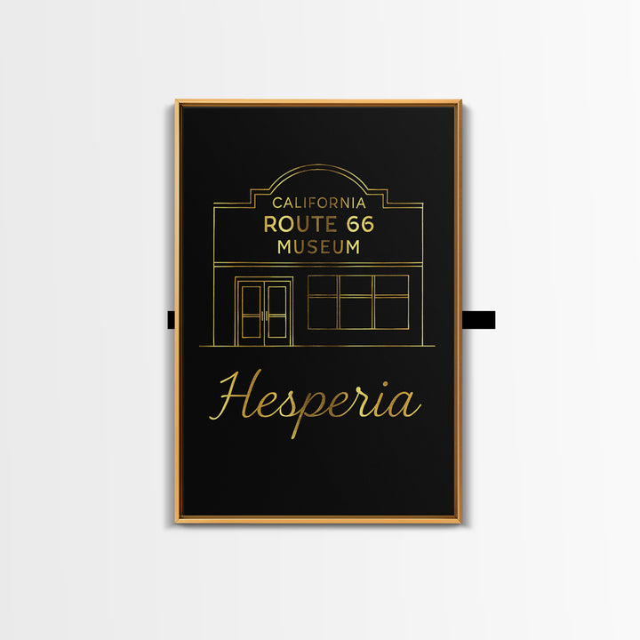 Hesperia California Travel Poster, Canvas Print, Gold Outline Poster Art, Hesperia Poster Print, Fine Art Print, Office Decor, Wall Decor