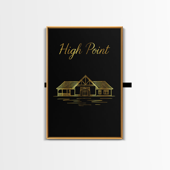 High Point North Carolina Travel Poster, Canvas Print, Dark Minimalist Wall Art, High Point Poster Print, Poster Art, City Travel Prints