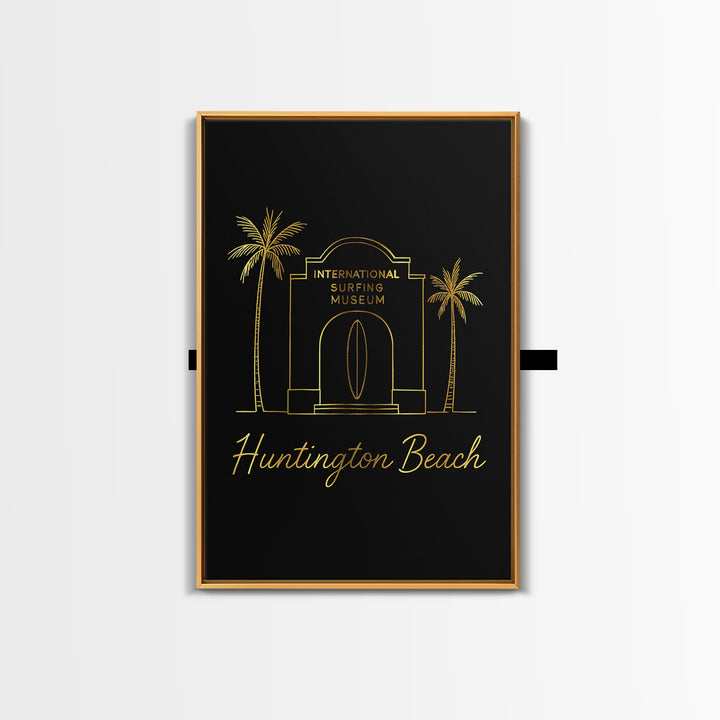 Huntington Beach California Travel Poster, Canvas Print, Dark Minimalist Wall Art, Huntington Beach City Art, City Illustration, Travel Art