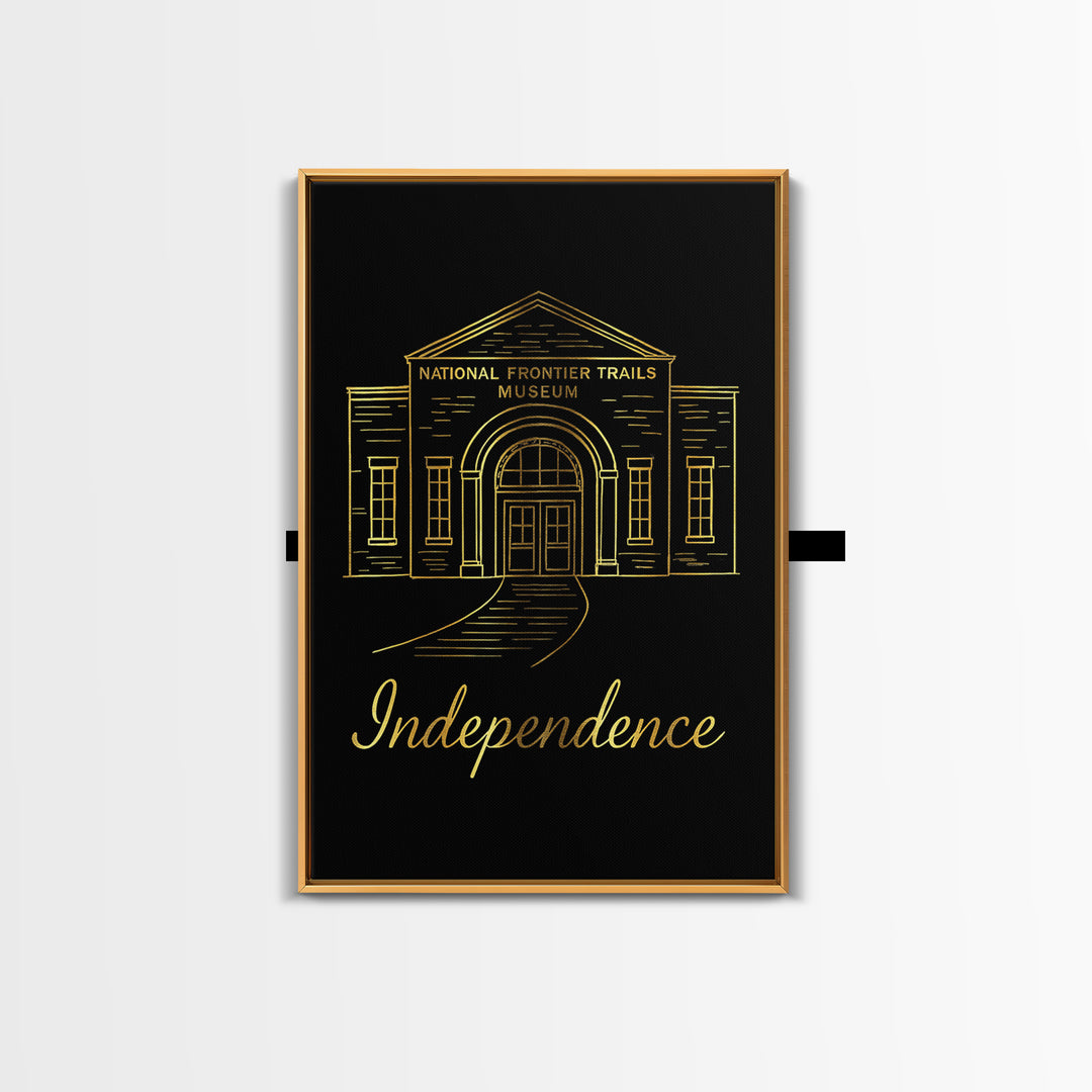 Independence Missouri Travel Poster, Canvas Print, Minimalist Gold Line Art, Independence Travel Art, Travel Prints, Vintage City Poster