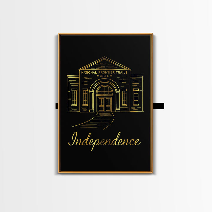 Independence Missouri Travel Poster, Canvas Print, Minimalist Gold Line Art, Independence Travel Art, Travel Prints, Vintage City Poster