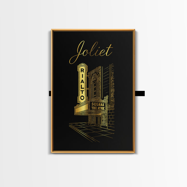 Joliet Illinois Travel Poster, Canvas Print, Gold Outline Poster Art, Joliet City Art, Wall Art, Travel Wall Art, Modern Wall Decor