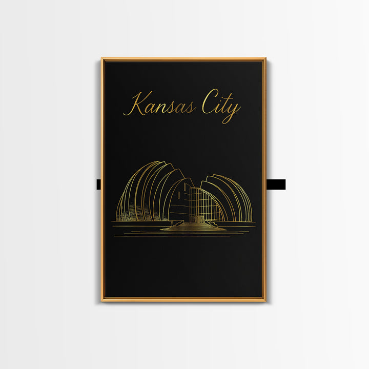 Kansas City Travel Poster, Framed Canvas Print, Dark Minimalist Wall Art, Kansas City Art Print, Travel Art Print, Modern Wall Decor