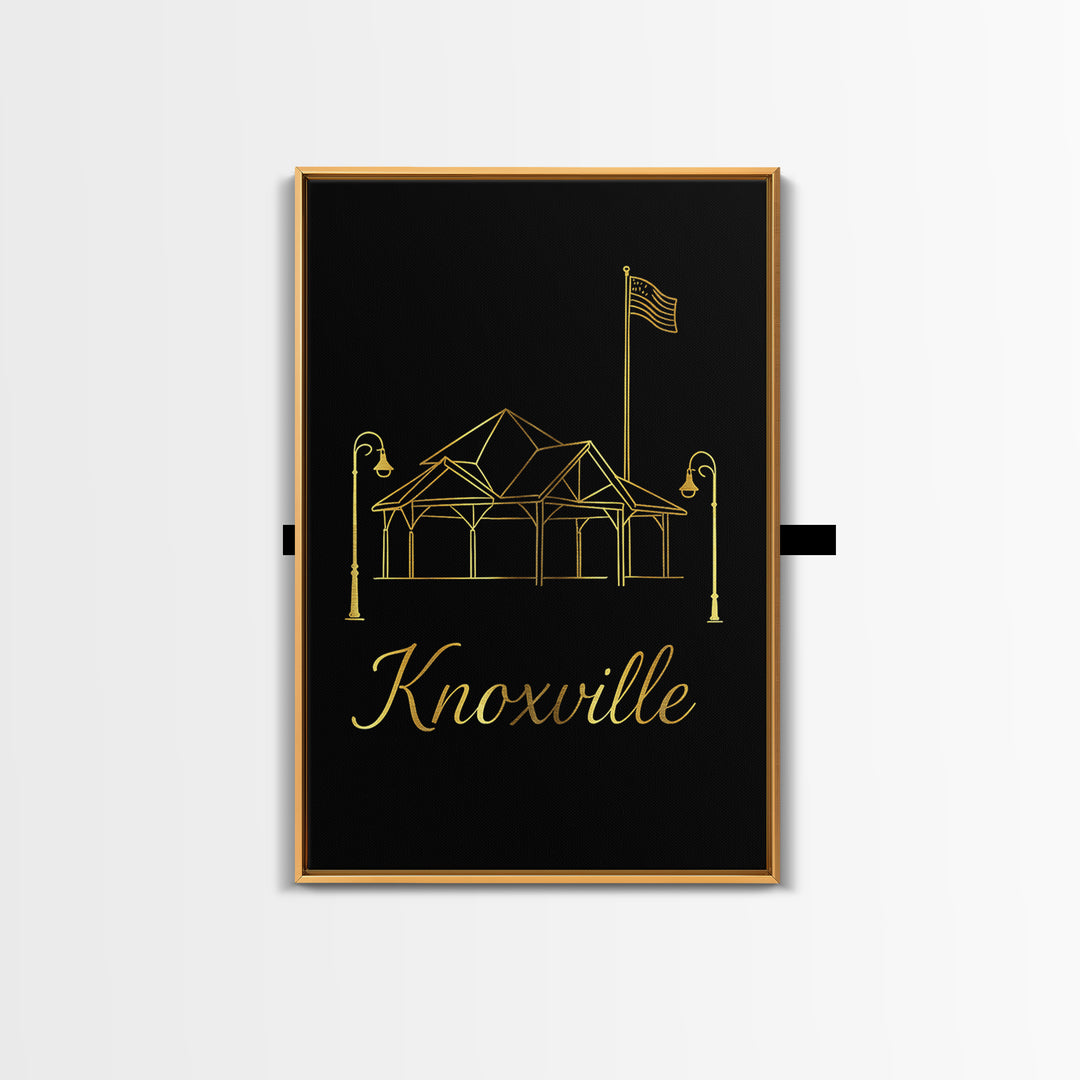 Knoxville Travel Poster, Canvas Print, Dark Minimalist Wall Art, Knoxville City Art, Retro Travel Print, City Art Print, City Illustration