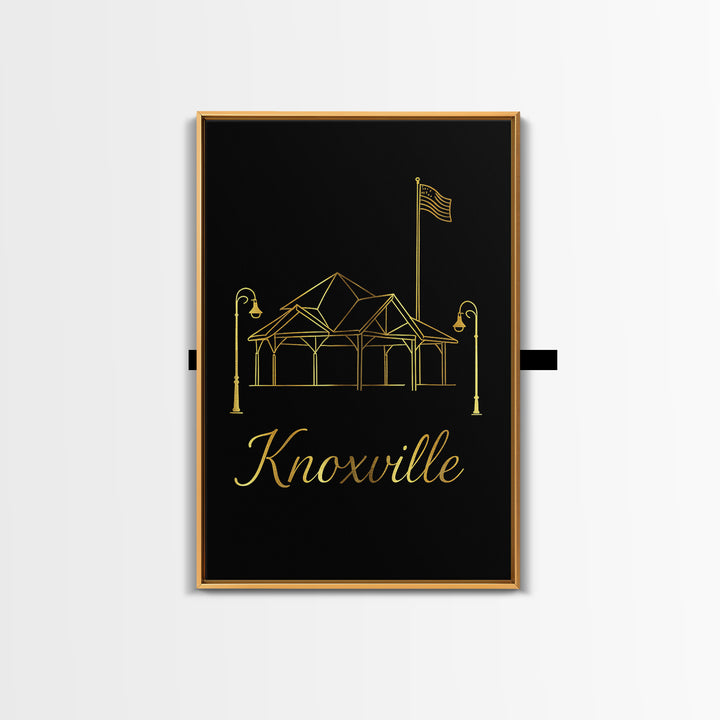 Knoxville Travel Poster, Canvas Print, Dark Minimalist Wall Art, Knoxville City Art, Retro Travel Print, City Art Print, City Illustration