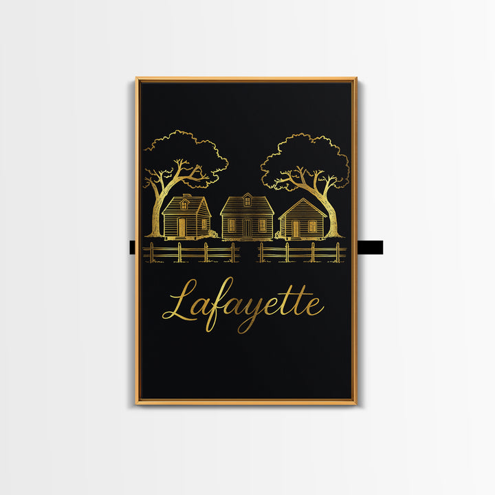 Lafayette Louisiana Travel Poster, Canvas Print, Dark Minimalist Wall Art, Lafayette Poster Print, Home Office Decor, Retro Travel Print