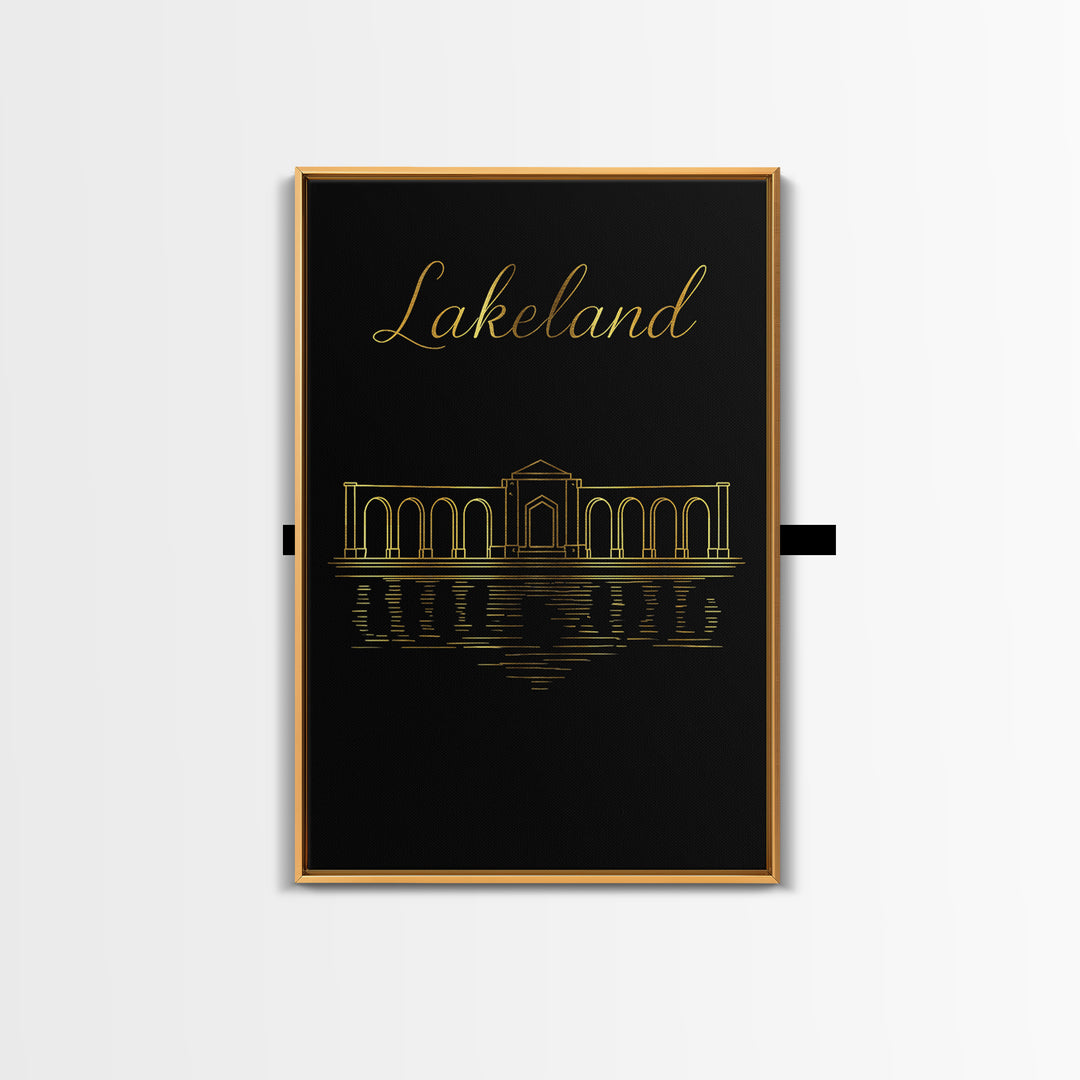 Lakeland Florida Travel Poster, Canvas Print, Dark Minimalist Wall Art, Lakeland Wall Art, Travel Art Print, Modern Wall Decor, Wall Decor