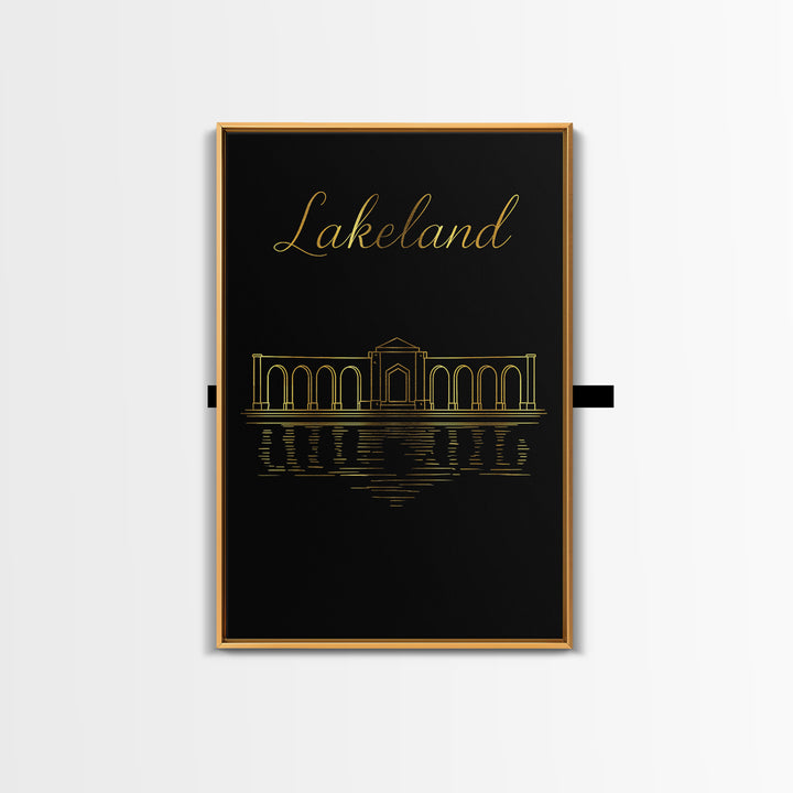 Lakeland Florida Travel Poster, Canvas Print, Dark Minimalist Wall Art, Lakeland Wall Art, Travel Art Print, Modern Wall Decor, Wall Decor