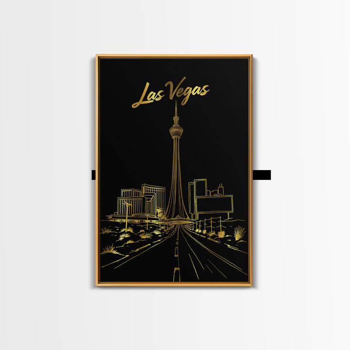 Las Vegas Nevada Travel Poster, Canvas Print, Minimalist Gold Line Art, Las Vegas Wall Art, Art Print, Wanderlust Decor, Travel Poster Set