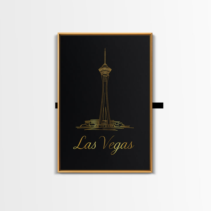 Las Vegas Travel Poster, Canvas Print, Minimalist Gold Line Art, Las Vegas Wall Art, Travel Poster Set, Living Room Wall Art, Home Decor