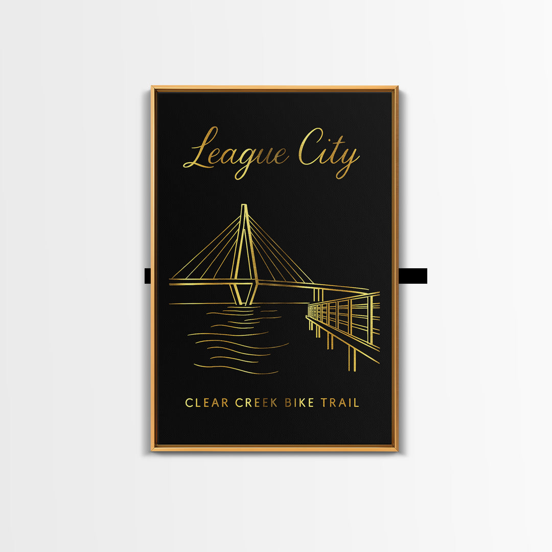 League City Travel Poster, Canvas Print, Dark Minimalist Wall Art, League City Wall Art, Travel Art Print, Gift For Travelers, Design 4