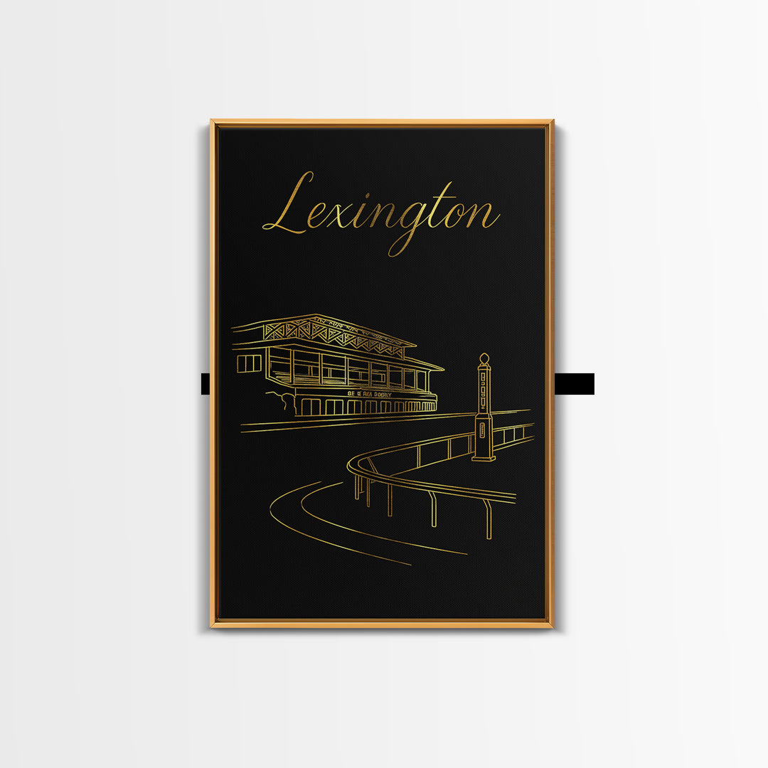 Lexington Kentucky Travel Poster, Canvas Print, Black Gold Minimalist Art, Lexington Poster Print, Vintage City Poster, Art Print, Design 1