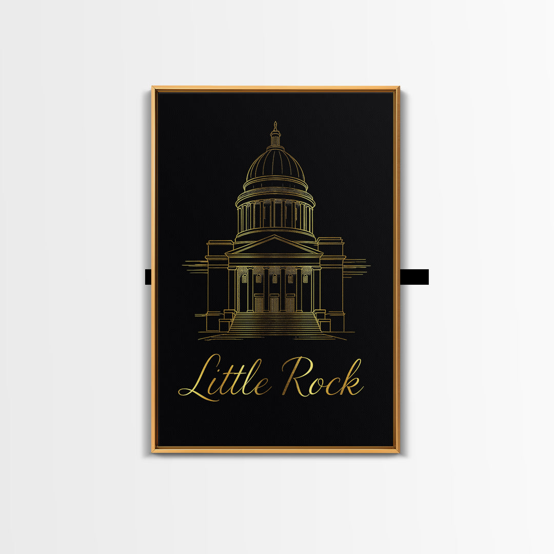 Little Rock Arkansas Travel Poster, Canvas Print, Dark Minimalist Wall Art, Little Rock City Art, Living Room Wall Art, Eclectic Wall Decor