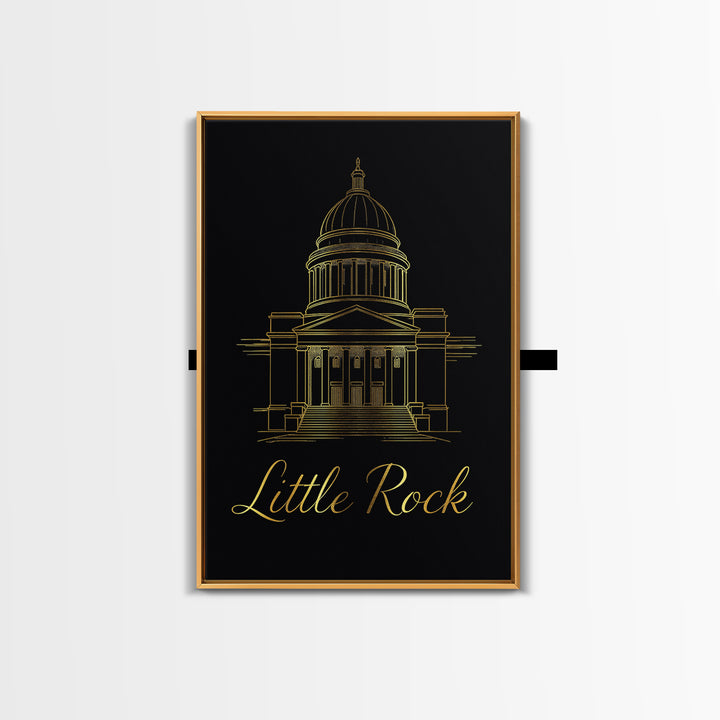 Little Rock Arkansas Travel Poster, Canvas Print, Dark Minimalist Wall Art, Little Rock City Art, Living Room Wall Art, Eclectic Wall Decor