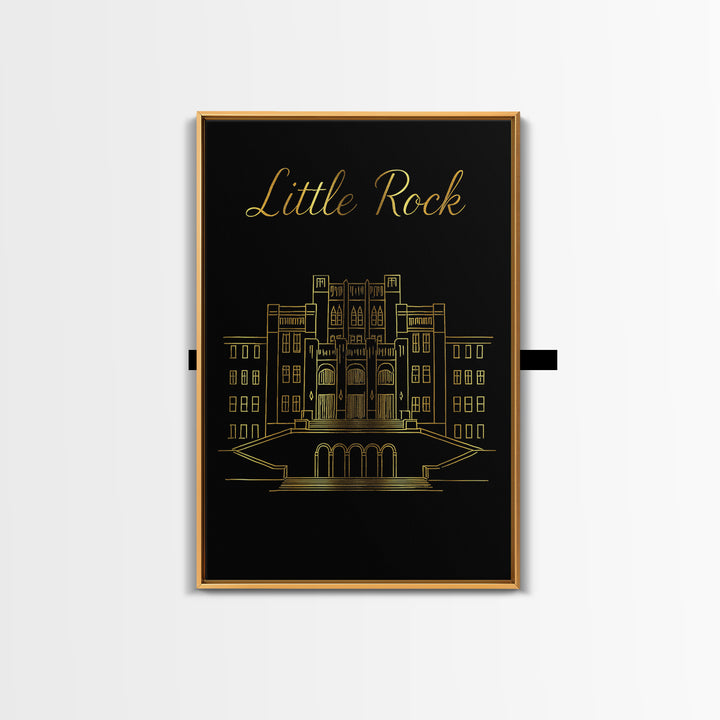 Little Rock Travel Poster, Canvas Print, Dark Minimalist Wall Art, Little Rock Art Print, Mid Century Wall Art, Eclectic Wall Decor