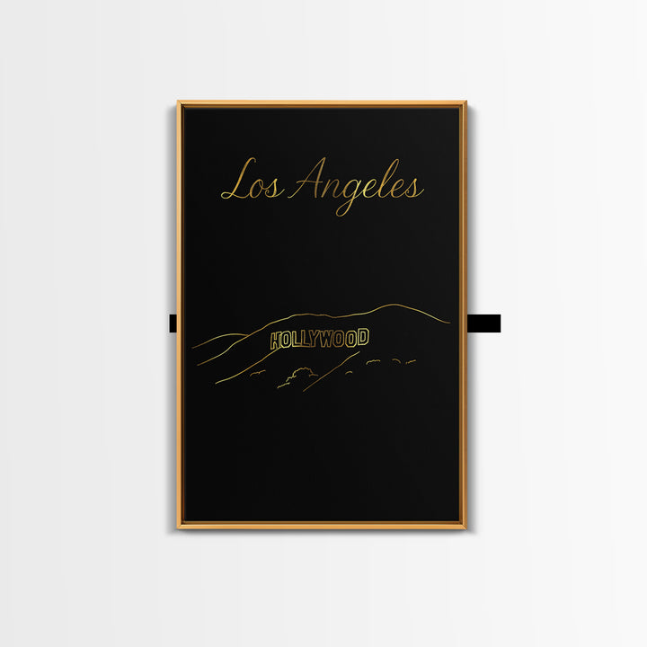 Los Angeles Travel Poster, Framed Canvas Print, Dark Minimalist Wall Art, Los Angeles Wall Art, Travel Art Print, Vintage Travel Art