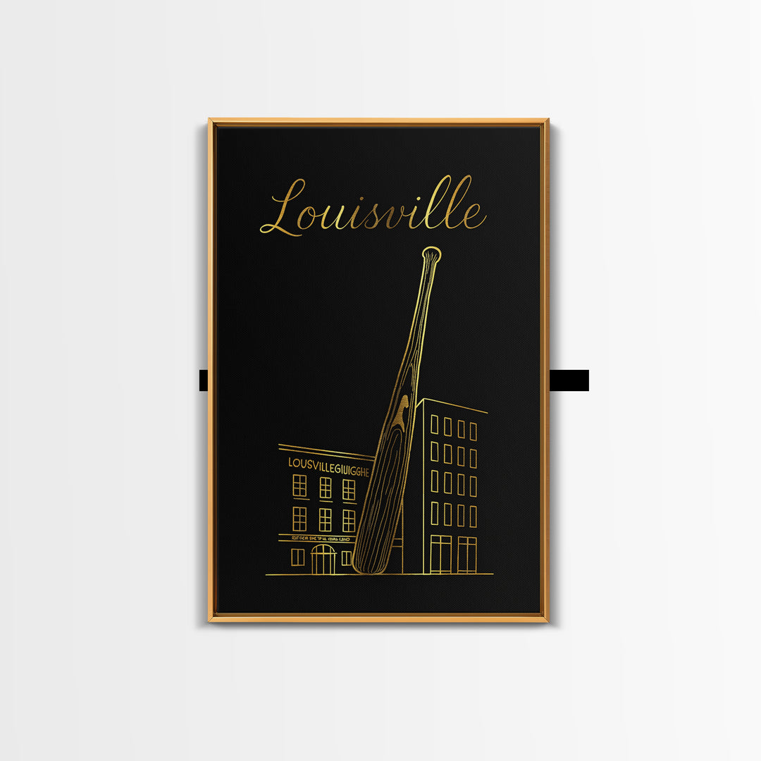Louisville Kentucky Travel Poster, Canvas Print, Black Gold Minimalist Art, Louisville Art Print, Travel Poster Set, Art Print