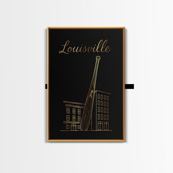 Louisville Kentucky Travel Poster, Canvas Print, Black Gold Minimalist Art, Louisville Art Print, Travel Poster Set, Art Print