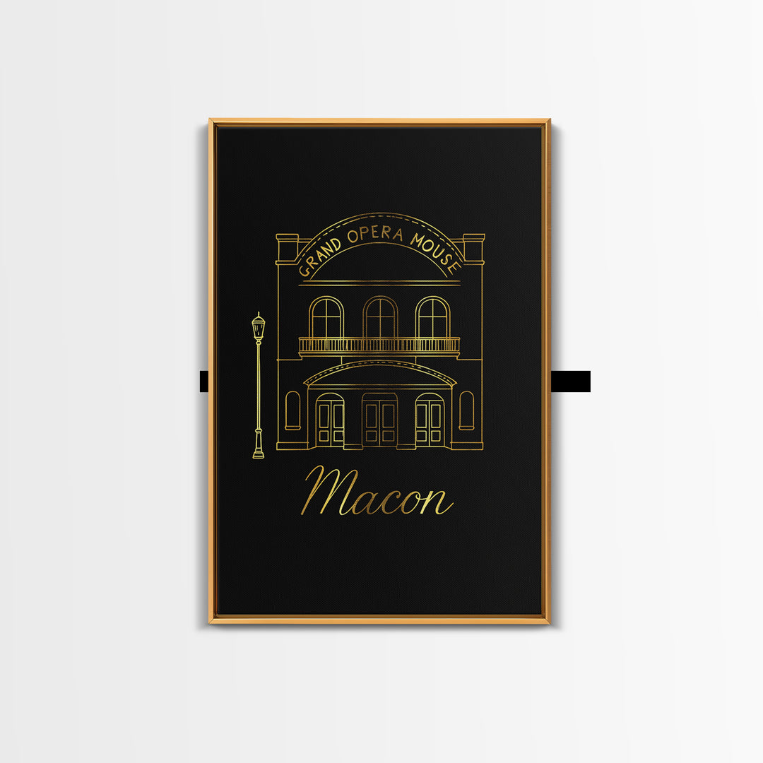 Macon Georgia Travel Poster, Canvas Print, Minimalist Gold Line Art, Macon Travel Art, Travel Poster Set, Mid Century Wall Art, Travel Art