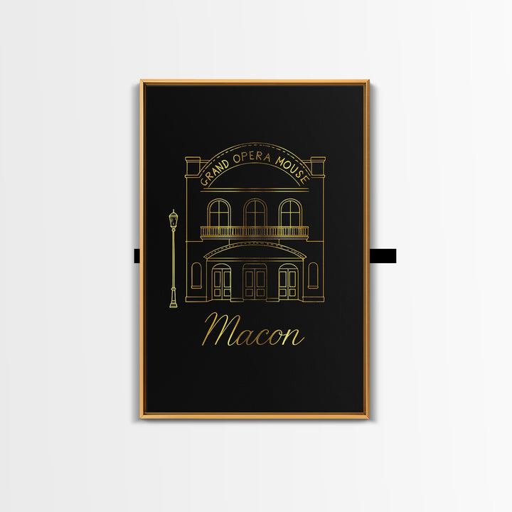 Macon Georgia Travel Poster, Canvas Print, Minimalist Gold Line Art, Macon Travel Art, Travel Poster Set, Mid Century Wall Art, Travel Art