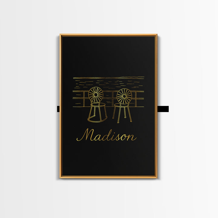 Madison Wisconsin Travel Poster, Canvas Print, Dark Minimalist Wall Art, Madison Travel Art, Wanderlust Decor, Poster Art