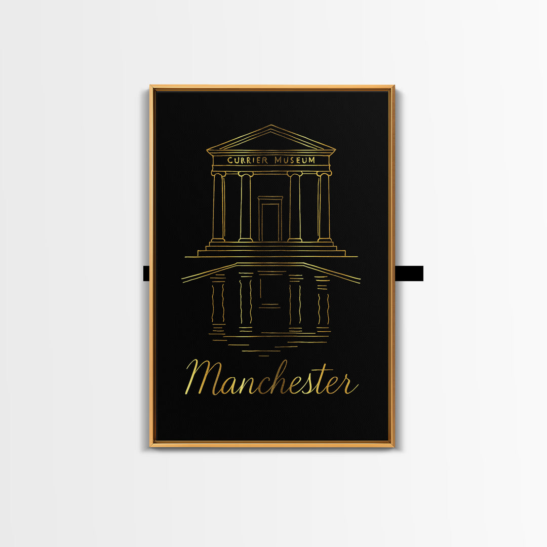 Manchester Travel Poster, Framed Canvas Print, Dark Minimalist Wall Art, Manchester City Art, Travel Wall Decor, Mid Century Wall Art
