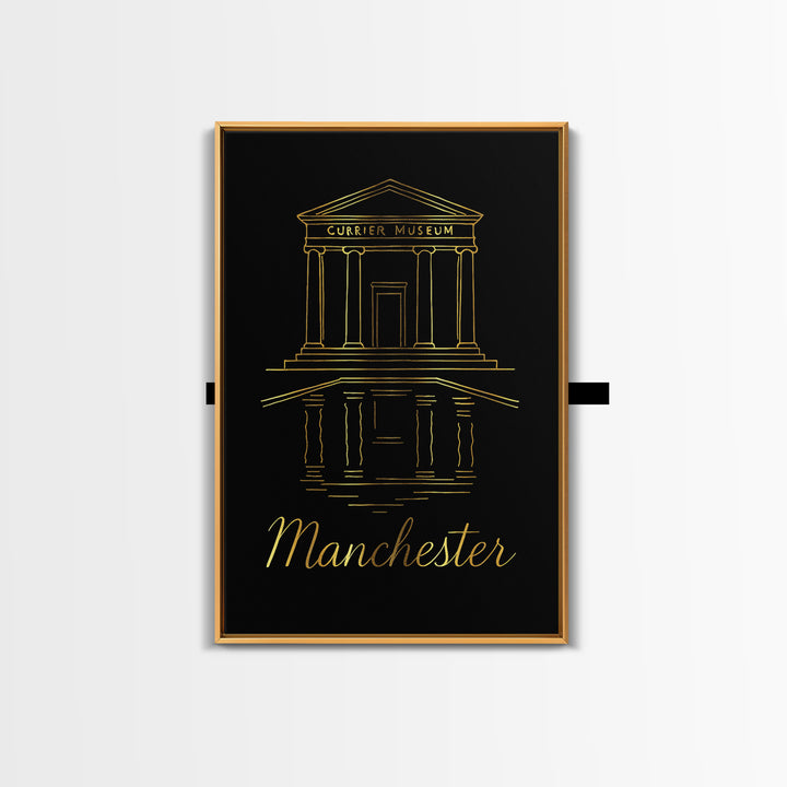 Manchester Travel Poster, Framed Canvas Print, Dark Minimalist Wall Art, Manchester City Art, Travel Wall Decor, Mid Century Wall Art
