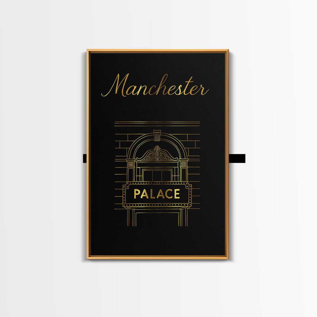 Manchester Travel Poster, Canvas Print, Minimalist Gold Line Art, Manchester Travel Art, Travel Wall Art, Vintage City Art, Poster Art