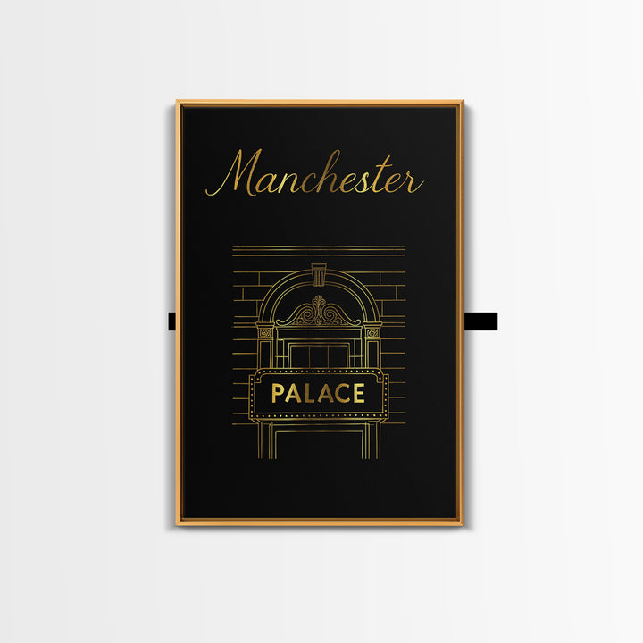 Manchester Travel Poster, Canvas Print, Minimalist Gold Line Art, Manchester Travel Art, Travel Wall Art, Vintage City Art, Poster Art
