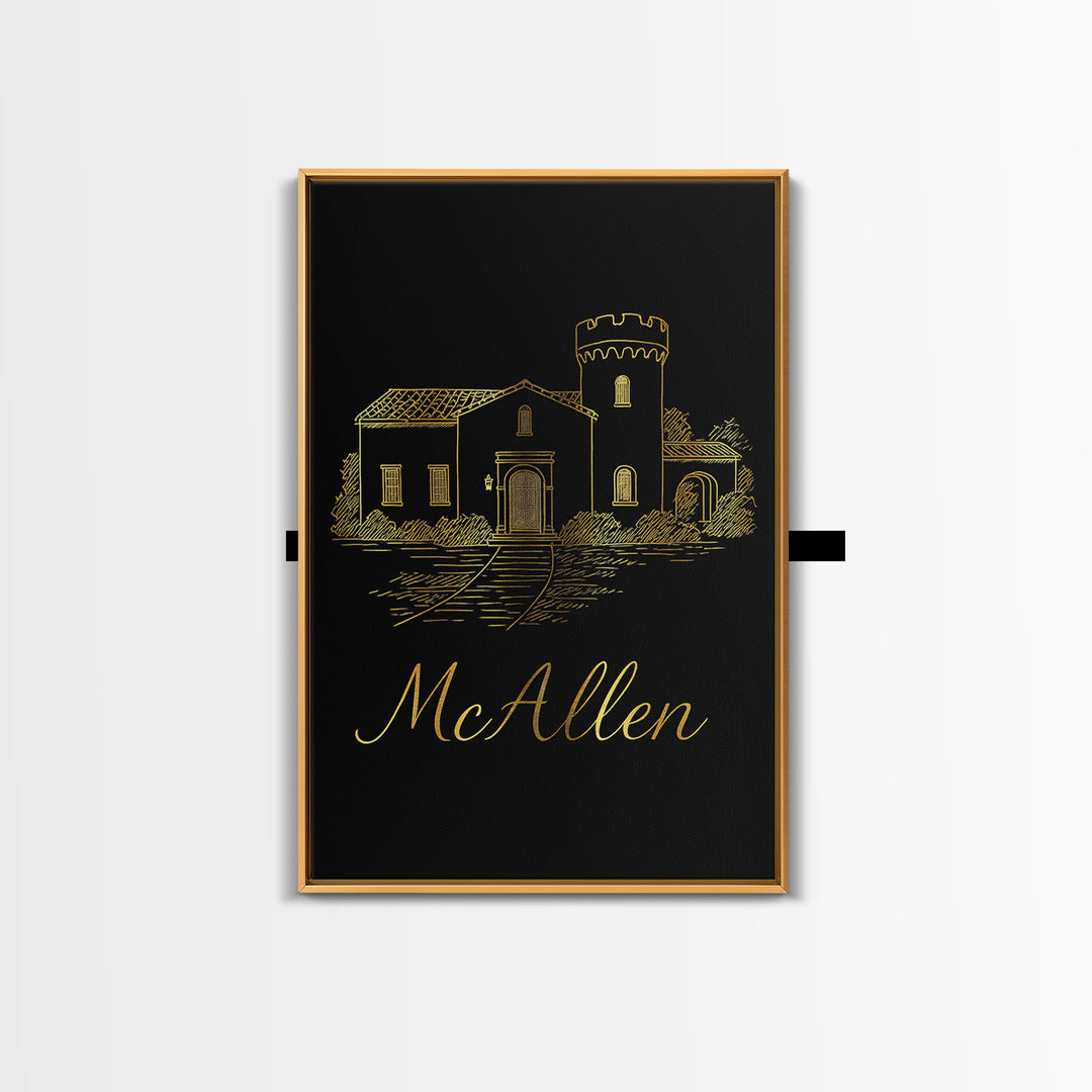 Mcallen Travel Poster, Canvas Print, Dark Minimalist Wall Art, Mcallen Poster Print, Travel Wall Decor, Retro Travel Print, Travel Posters