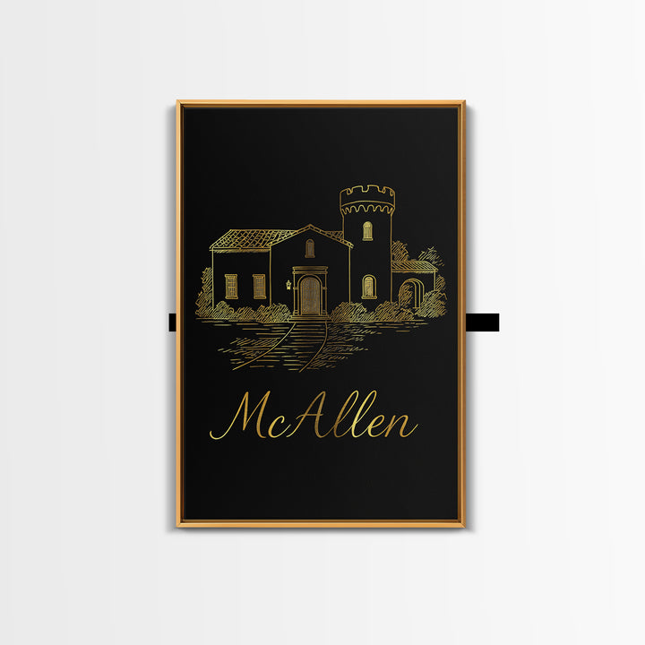 Mcallen Travel Poster, Canvas Print, Dark Minimalist Wall Art, Mcallen Poster Print, Travel Wall Decor, Retro Travel Print, Travel Posters