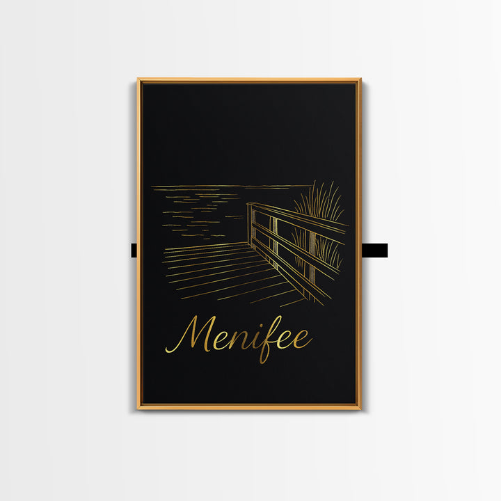 Menifee California Travel Poster, Canvas Print, Black Gold Minimalist Art, Menifee Travel Art, Travel Poster Set, Wall Decor, Travel Decor